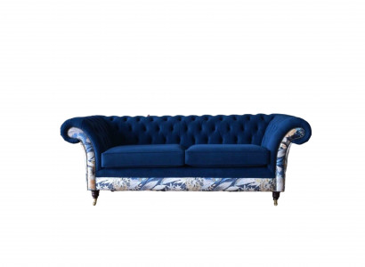 Chesterfield Royal Blue Velvet Couch Cushion Seat Lounge Sofas Couches
